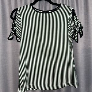 Ann Taylor Petite, Size XSP, Green & White Striped Blouse